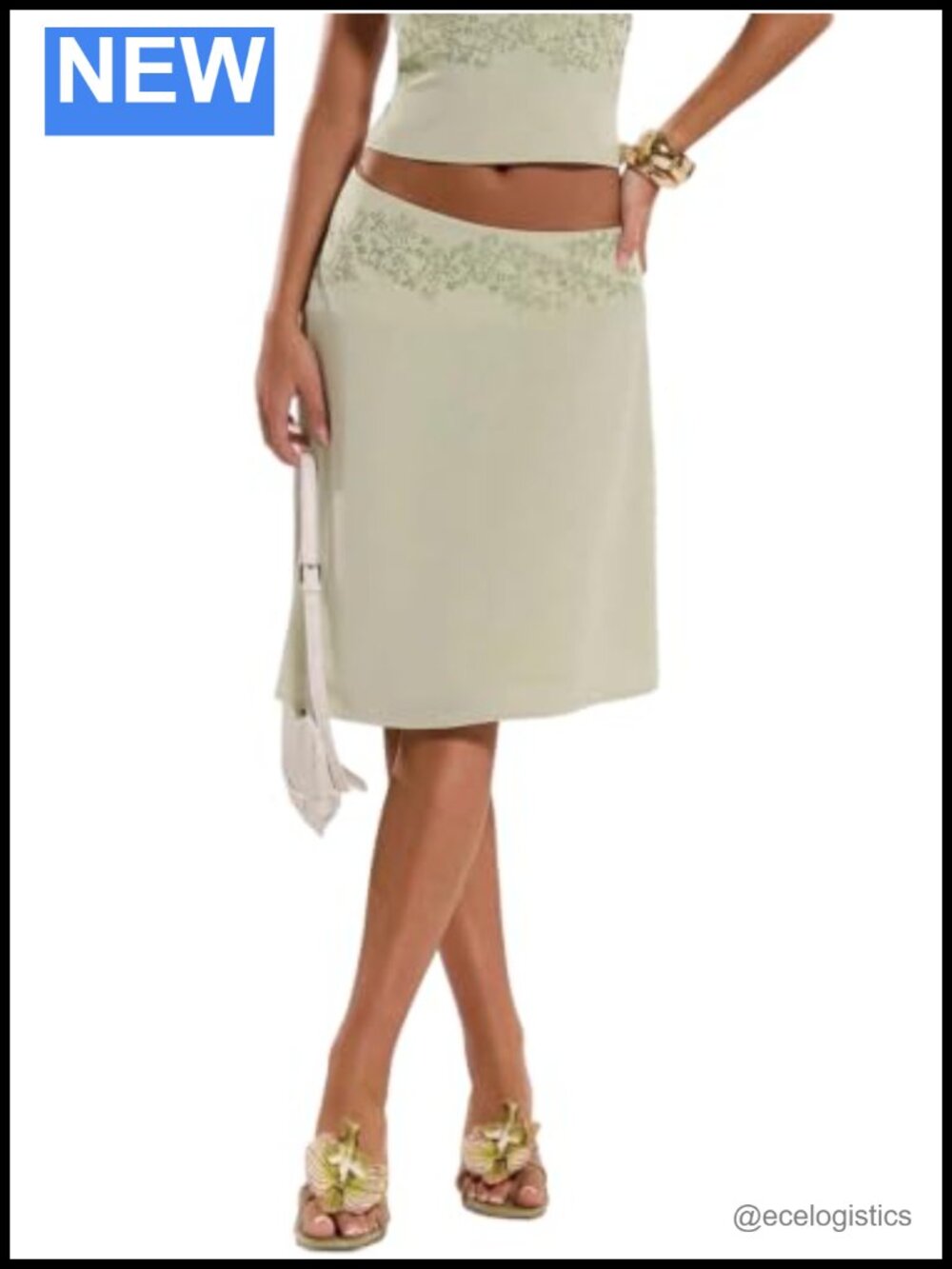 Y2K Rhinestone Low Rise A-Line Midi Skirt